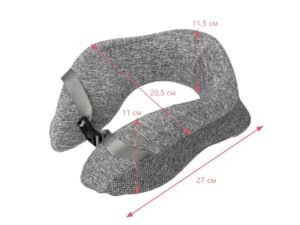 Подушка TORBER, дорожная, с эфектом памяти, серая, полиэстер, 20х27х10 см — изображение 6