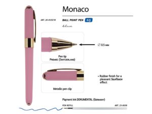 Ручка пластиковая шариковая Monaco, 0,5мм, синие чернила, розовый — изображение 3