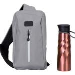 Подарочный набор с бутылкой для воды в сумке - слинге 
Athletic nomad, красный