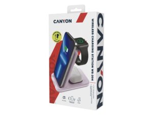 Беспроводное зарядное устройство 3-в-1 CANYON WS-304 (CNS-WCS304B), 15W, розовый — изображение 9