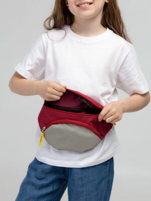 Поясная сумка детская Kiddo, бордовая с серым — изображение 6