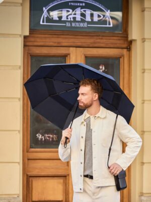 Складной зонт Dome Double с двойным куполом, темно-синий — изображение 6
