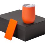 Подарочный набор с термокружкой и повербанком С1, 5000 mAh, оранжевый