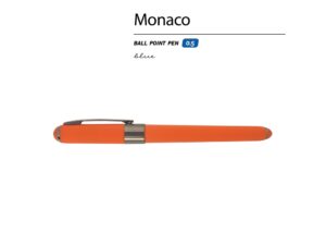 Ручка пластиковая шариковая Monaco, 0,5мм, синие чернила, оранжевый/вороненая сталь — изображение 2