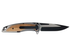 Нож складной Stinger, 120 мм, (черный/серебристый), материал рукояти: нержавеющая сталь/дерево — изображение 3
