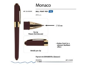 Ручка пластиковая шариковая Monaco, 0,5мм, синие чернила, коричневый — изображение 3