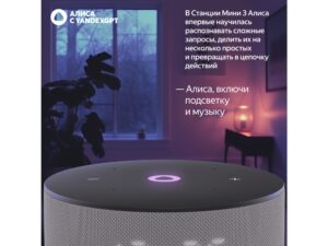 Умная колонка Яндекс Станция Мини 3 с Алисой на YaGPT серая, 12 Вт (YNDX-00027GRY) — изображение 8