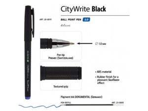 Ручка CityWrite.BLACK шариковая, черный пластиковый корпус, 1.0 мм, синяя — изображение 3