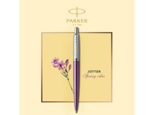 Шариковая ручка Parker Jotter Victoria Violet Chrome CT, стержень:M, цвет чернил: blue в подарочной блистерной упаковке — изображение 4