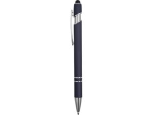 Ручка металлическая soft-touch шариковая со стилусом Sway, темно-синий/серебристый — изображение 3