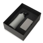 Подарочный набор с бутылкой для воды и повербанком С1, 5000 mAh, серый