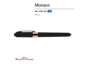 Ручка пластиковая шариковая Monaco, 0,5мм, синие чернила, черный — изображение 2