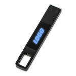 USB 2.0- флешка на 32 Гб c подсветкой логотипа Hook LED, темно-серый, синяя подсветка