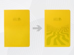 Бизнес-блокнот А5 C2 soft-touch, желтый, с УФ печатью