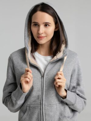 Толстовка унисекс на молнии Sherpa 280, серый меланж — изображение 8