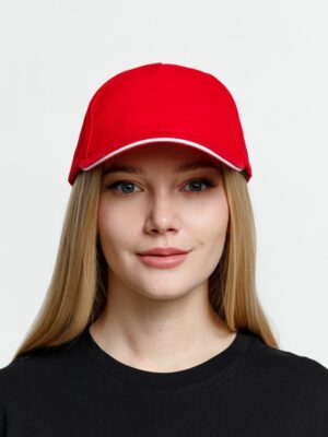 Бейсболка Long Beach, красная с белым — изображение 6