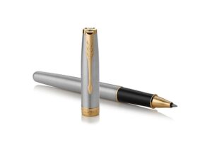 Ручка-роллер Parker (Паркер) Sonnet Core Stainless Steel GT, серебристый/золотистый — изображение 3