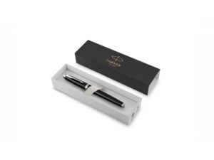 Перьевая ручка Parker IM Metal Black CT (глянцевый черный лак),  перо: F, цвет чернил: blue, в подарочной упаковке. — изображение 2