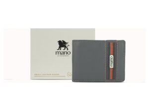 Бумажник Mano Don Leonardo, с RFID защитой, натуральная кожа в сером цвете, 10,5 х 2 х 8,5 см — изображение 7
