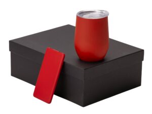 Подарочный набор с термокружкой и повербанком С1, 5000 mAh, красный