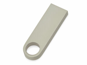 USB 2.0-флешка на 16 Гб с мини чипом и круглым отверстием, серебристый — изображение 2