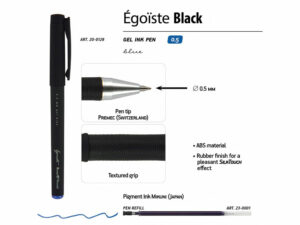 Ручка Egoiste.BLACK гелевая в черном корпусе, 0.5мм, синяя — изображение 3