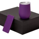 Подарочный набор с термокружкой и повербанком С1, 5000 mAh, фиолетовый
