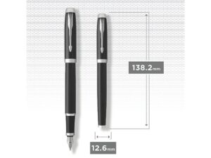 Перьевая ручка Parker IM Metal Black CT (глянцевый черный лак),  перо: F, цвет чернил: blue, в подарочной упаковке. — изображение 6