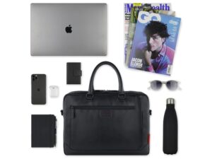 Портфель мужской BUGATTI Clark, чёрный, воловья кожа/полиэстер, 40х9,5х29 см, 10 л — изображение 6