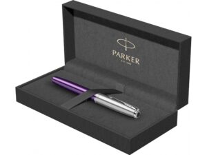 Ручка-роллер Parker Sonnet Essentials Violet SB Steel CT, цвет чернил black, перо: F, в подарочной упаковке. — изображение 8
