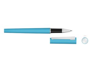 Ручка металлическая роллер Brush R GUM soft-touch с зеркальной гравировкой, голубой — изображение 2