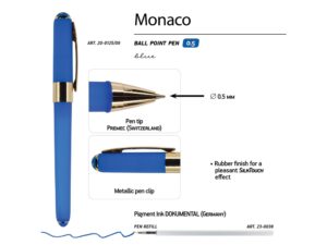 Ручка пластиковая шариковая Monaco, 0,5мм, синие чернила, ярко-синий — изображение 3