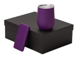 Подарочный набор с термокружкой и повербанком С2, 10000 mAh, фиолетовый