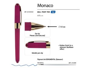 Ручка пластиковая шариковая Monaco, 0,5мм, синие чернила, пурпурный — изображение 3