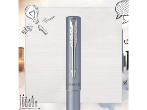 Ручка-роллер Parker Vector XL Silver Blue CT, цвет чернил black, стержень: F, в подарочной упаковке. — изображение 16