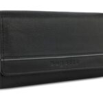 Кошелёк женский BUGATTI Banda, с защитой данных RFID, чёрный, кожа/полиэстер, 18,5х2,5х9,5 см
