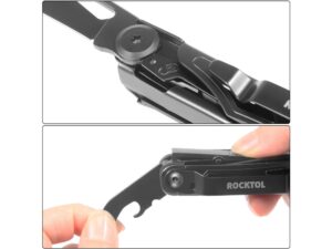 Нож-мультитул Rocktol 12 в 1, кожаный чехол, черный — изображение 6