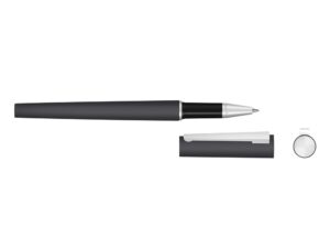 Ручка металлическая роллер Brush R GUM soft-touch с зеркальной гравировкой, черный — изображение 2