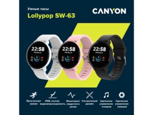 Умные часы CANYON Lollypop SW-63, IP 68, BT 5.0, сенсорный дисплей 1.3, розовый (Р) — изображение 8