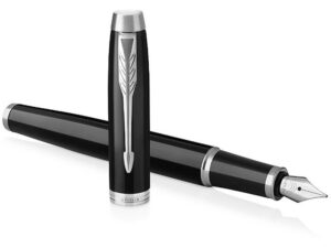 Перьевая ручка Parker IM Metal Black CT (глянцевый черный лак),  перо: F, цвет чернил: blue, в подарочной упаковке. — изображение 4