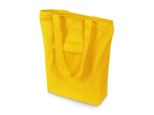 Сумка на молнии Zipper из хлопка 280 г c карманом на молнии спереди, желтый