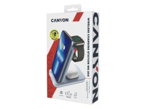 Беспроводное зарядное устройство 3-в-1 CANYON WS-304 (CNS-WCS304B), 15W, голубой — изображение 9