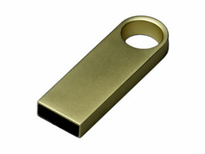 USB 2.0-флешка на 512 Мбайт с мини чипом и круглым отверстием, золотистый — изображение 2