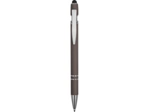 Ручка металлическая soft-touch шариковая со стилусом Sway, серый/серебристый — изображение 2