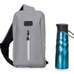 Подарочный набор с бутылкой для воды в сумке - слинге 
Athletic nomad, синий