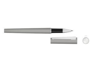 Ручка металлическая роллер Brush R GUM soft-touch с зеркальной гравировкой, серый — изображение 2