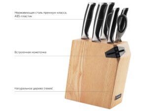 Набор из 5 кухонных ножей, ножниц и блока для ножей с ножеточкой, NADOBA, серия URSA — изображение 2