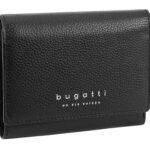 Кошелёк женский BUGATTI Linda, чёрный, натуральная воловья кожа, 12х3х9,5 см