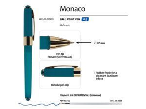 Ручка пластиковая шариковая Monaco, 0,5мм, синие чернила, морская волна — изображение 3