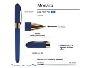 Ручка пластиковая шариковая Monaco, 0,5мм, синие чернила, темно-синий — изображение 3